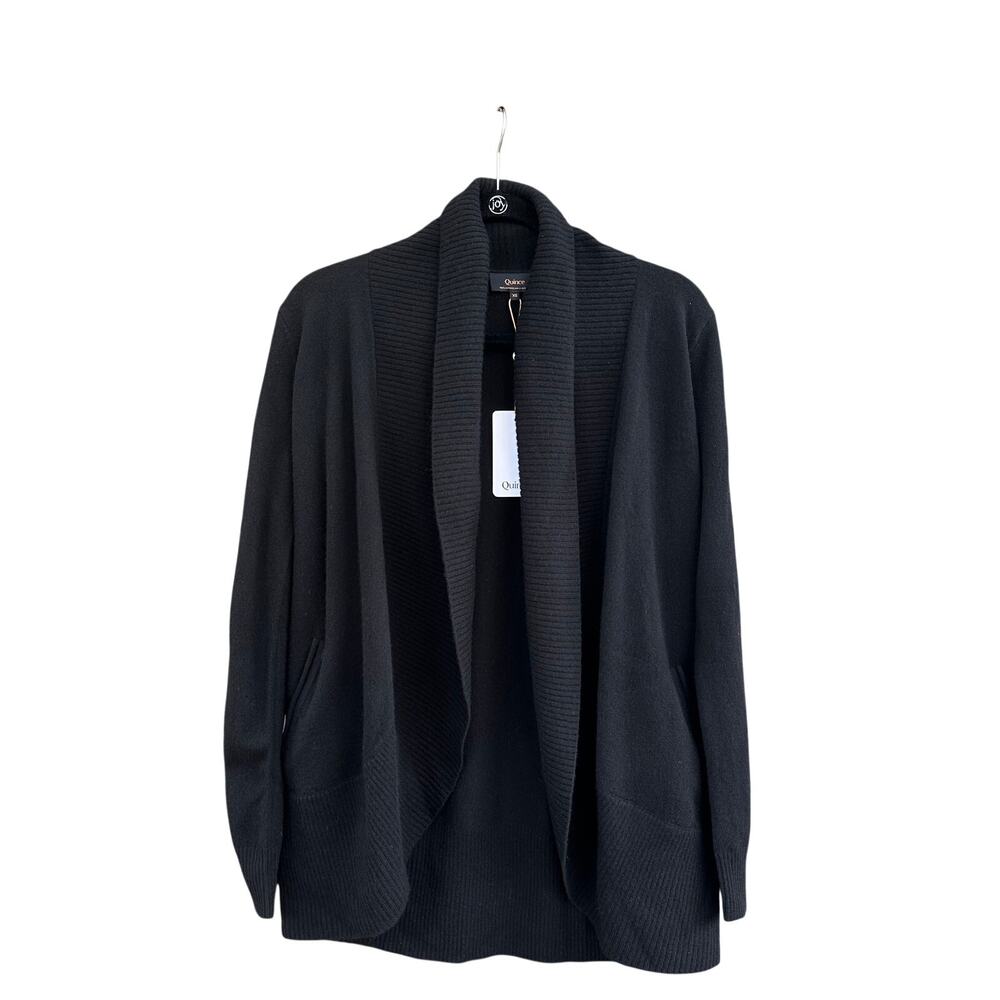 Quince Mongolian Cashmere 2.0 Open Cardigan Sweater in Black